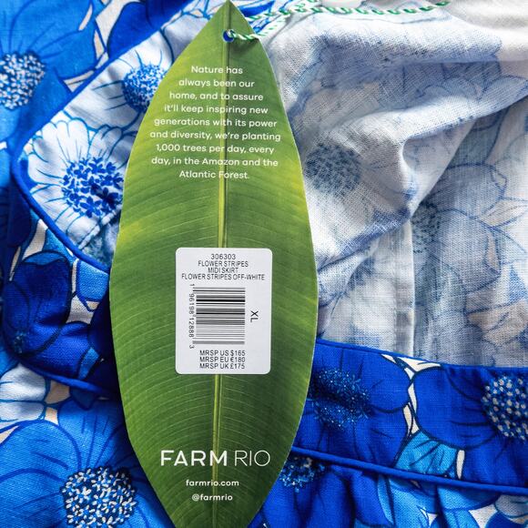 NEW Farm Rio Women’s Skirt Resort Dopamine Dressing Blue Floral Embroidered XL - Picture 8 of 8